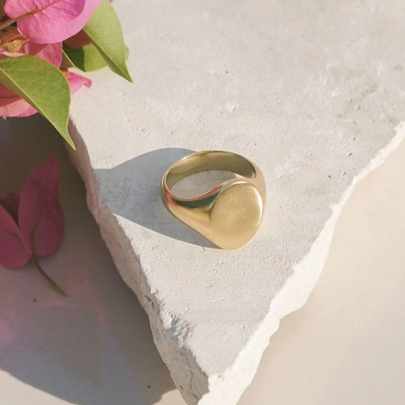 Brass Tall Oval Signet Ring