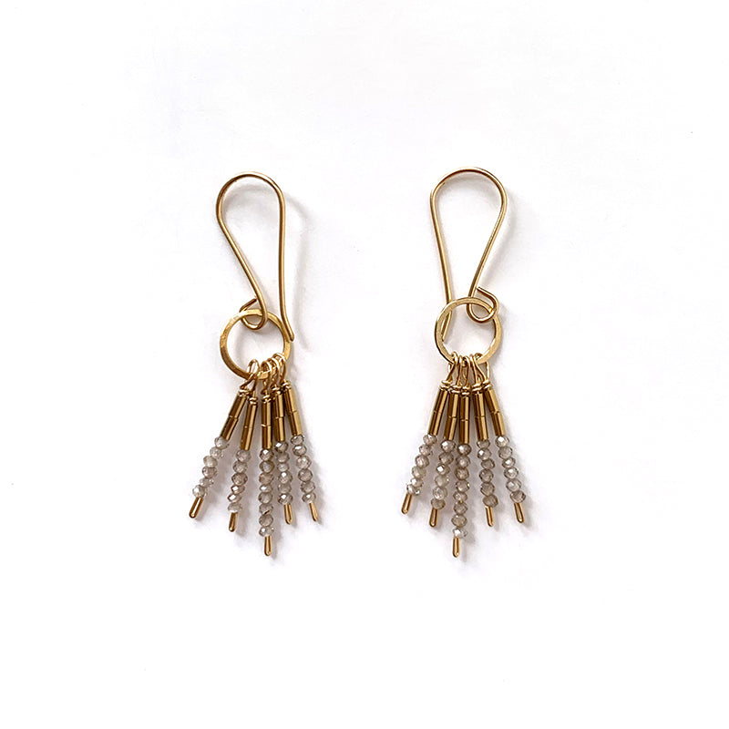 Seed Bead Tassle - Mystic Quartz + Gold Vermeil Earrings