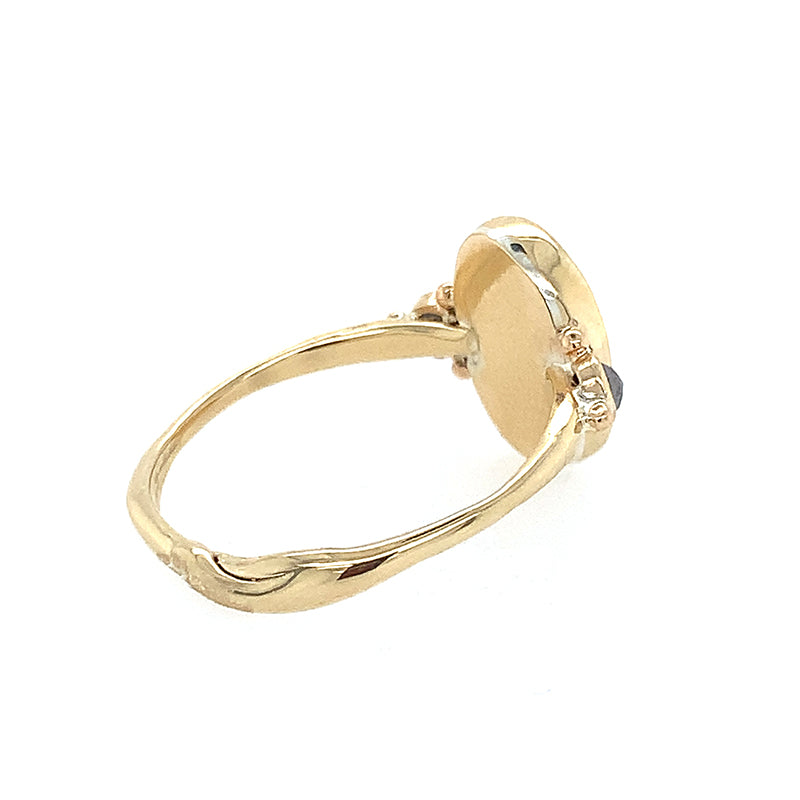 14K Teal Tourmaline Ring w/ Rosecut Diamonds