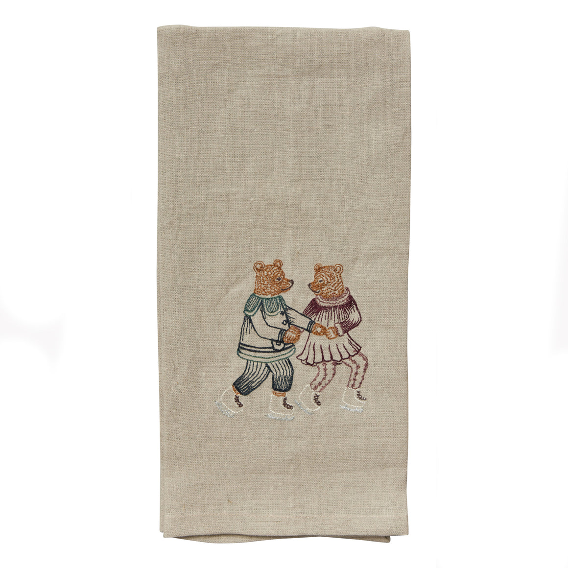 Ice Skater Bears Tea Towel