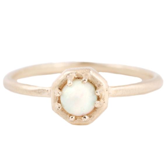 Tiny Octagonal Opal Ring - KESTREL