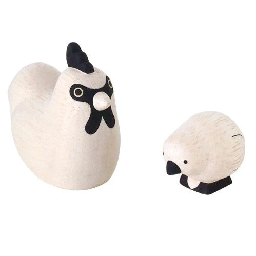Tiny Wooden Chicken Family