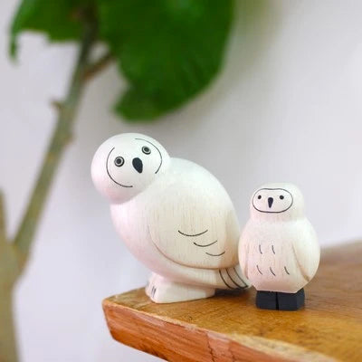 Tiny Wooden Owl Family