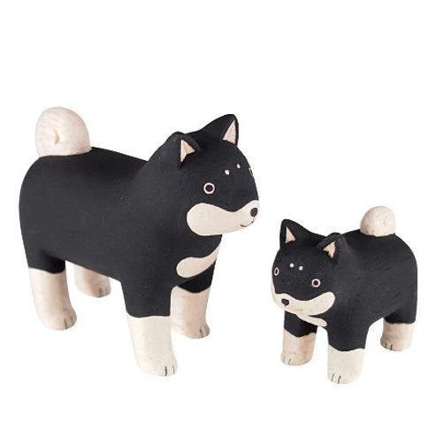 Tiny Wooden Shiba Dog  Family