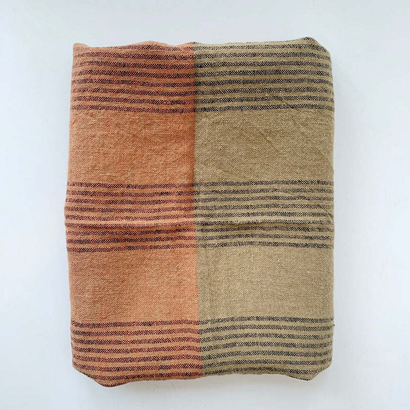 Linen Towel - 2-Tone Rust/Olive