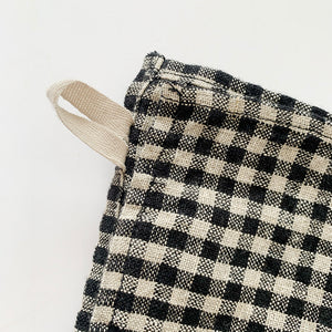 Linen Towel - Black Check