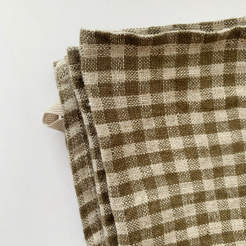 Linen Towel - Khaki Check