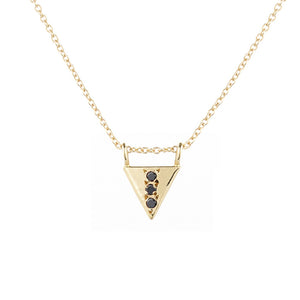 14k Triangle Deluxe Necklace with Black Diamonds