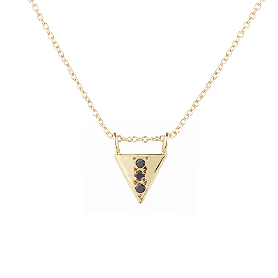 14k Triangle Deluxe Necklace with Black Diamonds