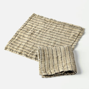 Black Striped Linen Wash Cloth - KESTREL