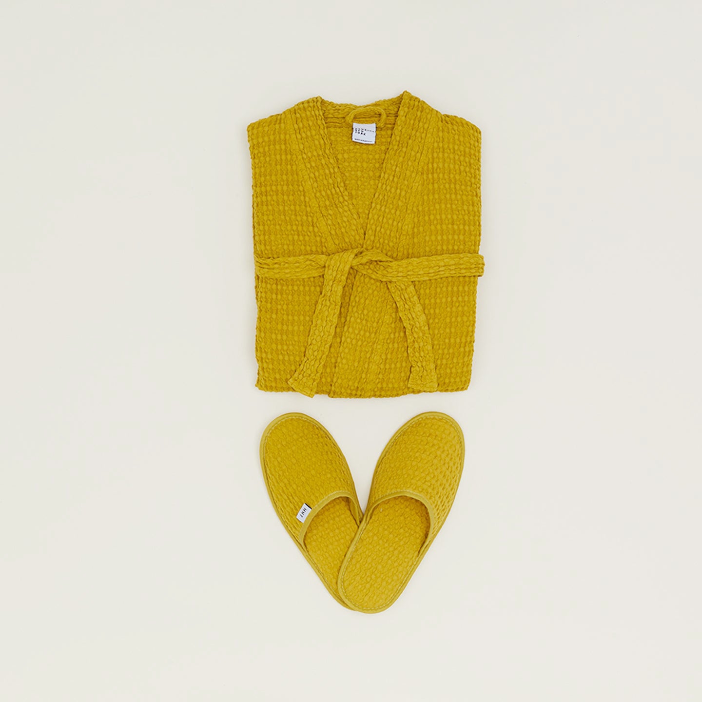 Waffle Bathrobe - Mustard