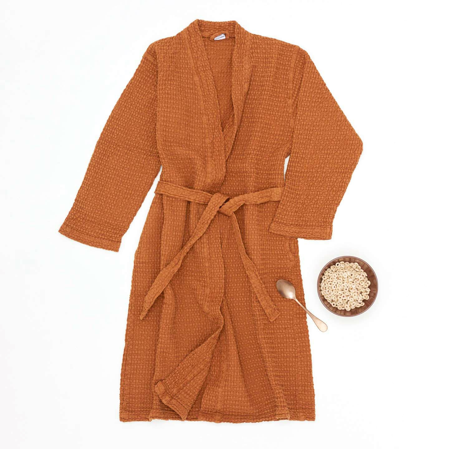 Waffle Bathrobe - Terracotta
