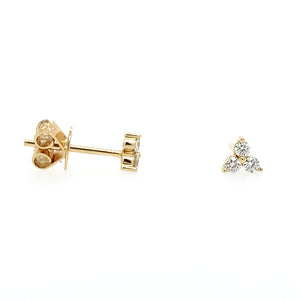 14K Trillium Flower Studs - YG White Diamond  **