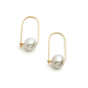 Wide Pearl Arch Hoop Earrings