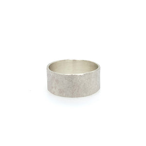 Wide 10mm Sterling Band - Organic Hammer Texture